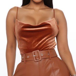 Fashion Nova Rust Velvet Velour Tank Crop Top